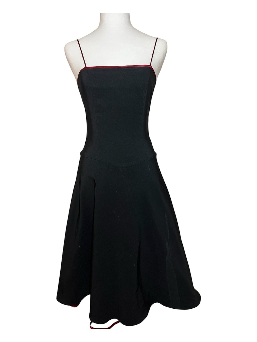 Vintage B Darlin Black Midi Dress with Red Trim
